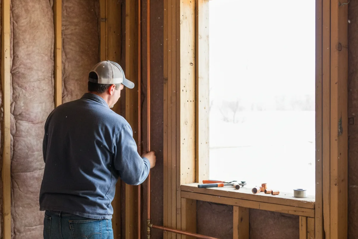 Licensed plumber running new copper supply lines in a Mineola home