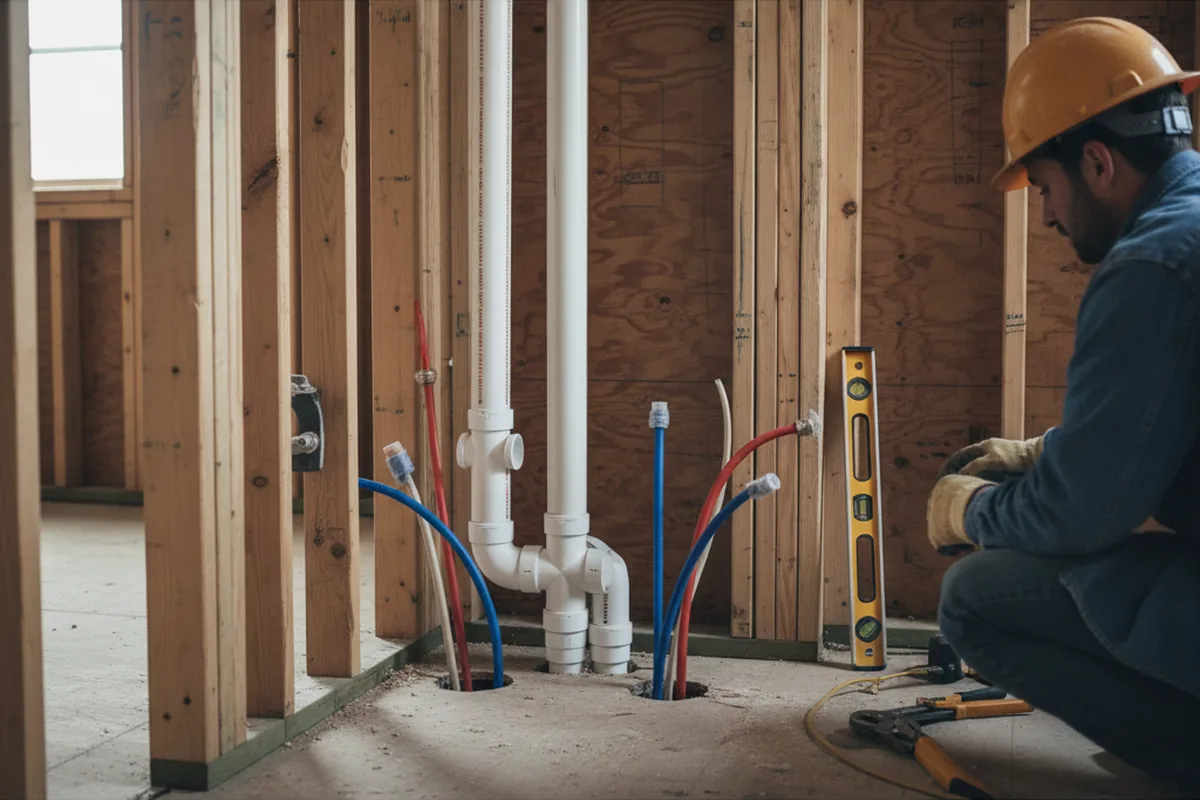 Drain and supply rough-in during Garbage Disposal Repair in Mineola